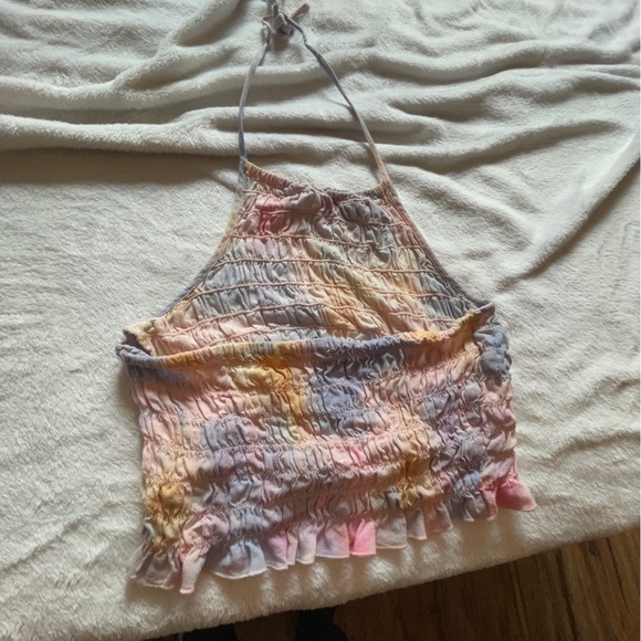 American Eagle Boho Tie Dye Halter Crop Top - Picture 2 of 3
